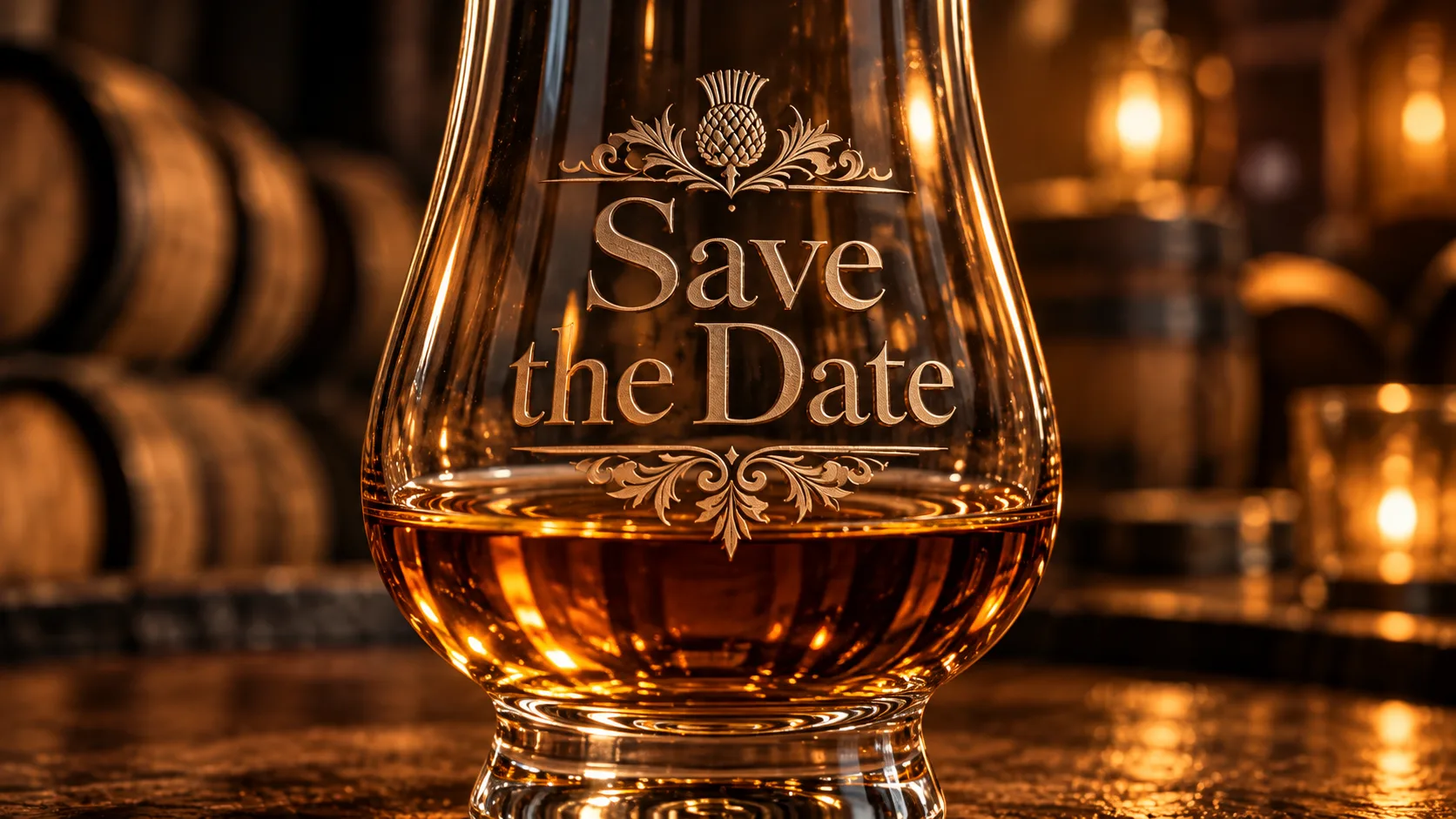 Graviertes Whiskyglas «Save the Date»